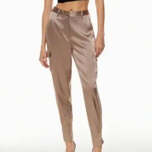 Aritzia Babaton Refined Satin Cargo Pant in Deep Taupe